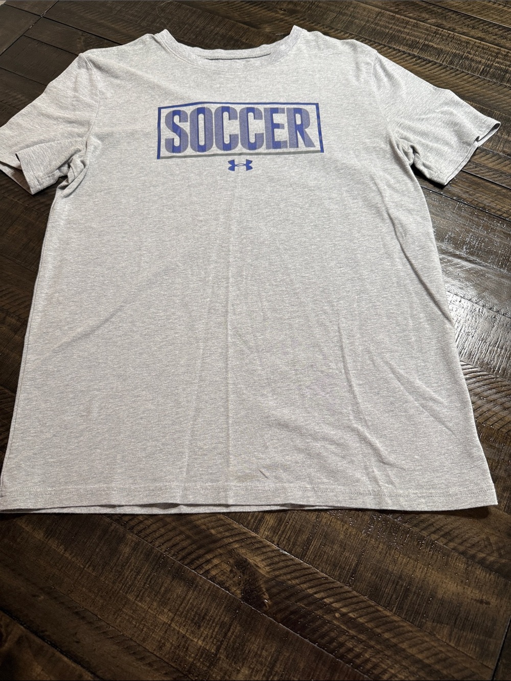 Under Armour Heather Gray Soccer Graphic Tee with Blue Print